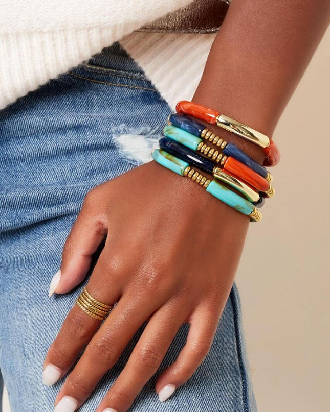 Tube armband goud met kleur Acryl