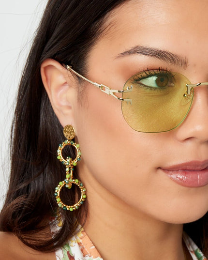 Oorbellen 3 kralen cirkels - groen