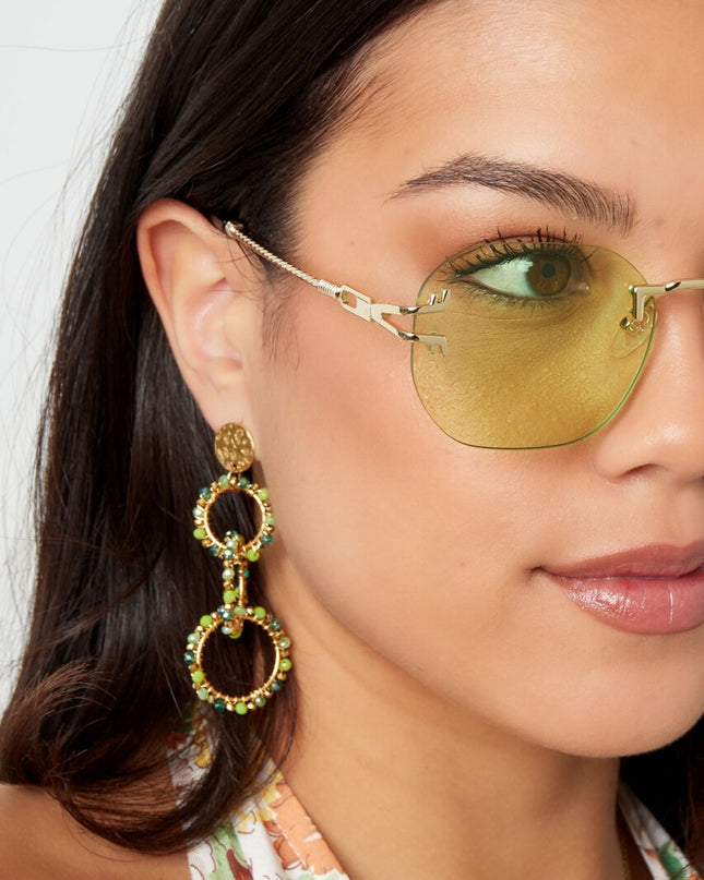 Oorbellen 3 kralen cirkels - zwart