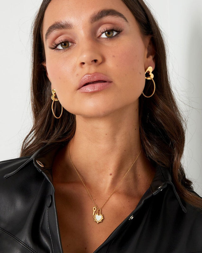 Oorbellen hart met ring - zilver