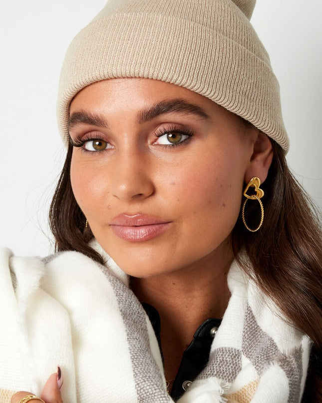 Oorbellen hart met ring - zilver