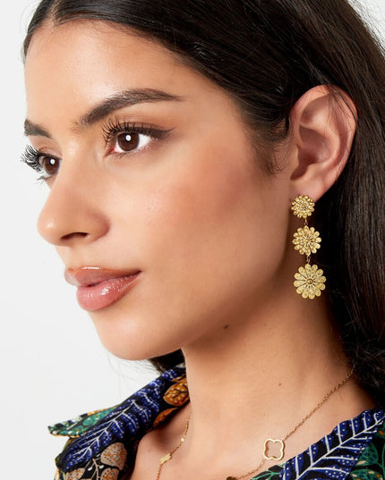 Oorbellen statement bloemen - zilver