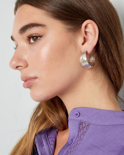 Oorbellen zigzag print - goud