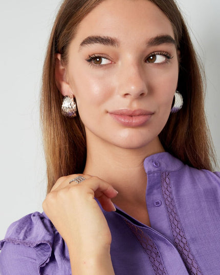 Oorbellen zigzag print - goud