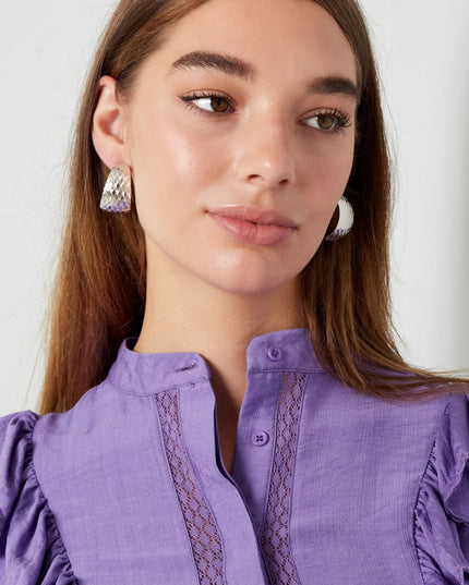 Oorbellen zigzag print - goud