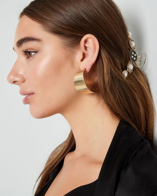 Oorbellen streepjes print - goud