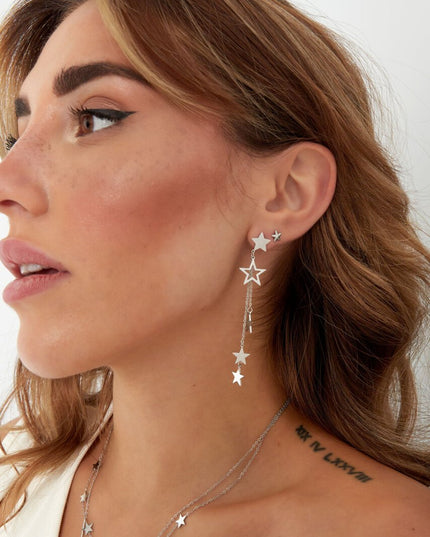 Oorbellen sterren & ketting - goud