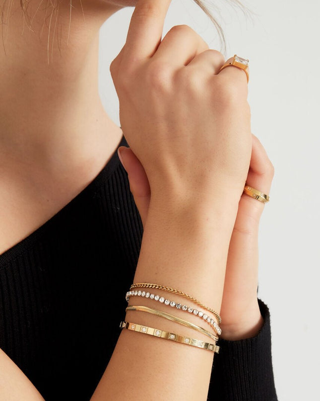 Armband dubbele laag steentjes - goud