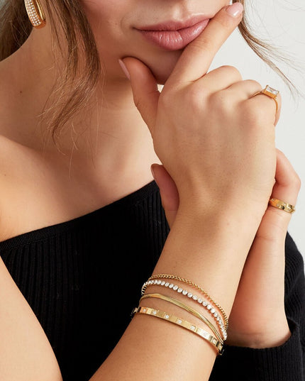 Armband dubbele laag steentjes - goud