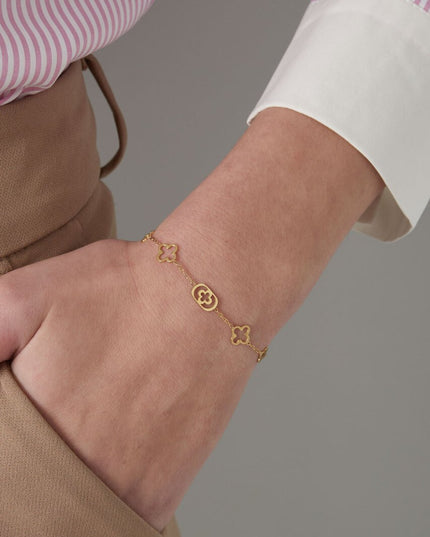 Armband met klaver bedels - goud