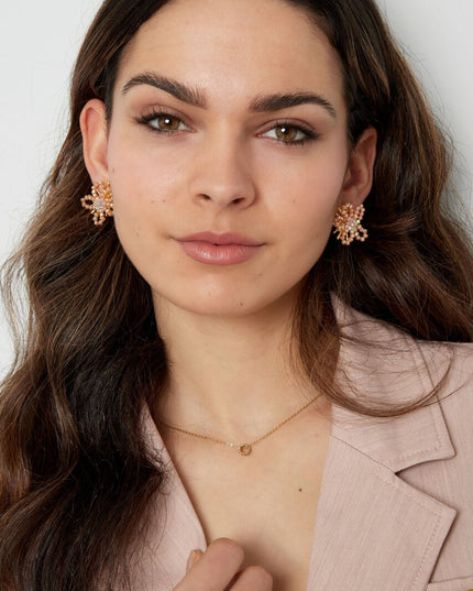 Kralen bloem oorbellen - oranje