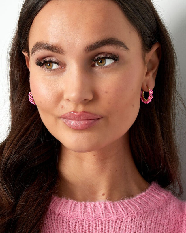 Cirkeloorbellen met Roestvrijstalen Glaskralen - Goud