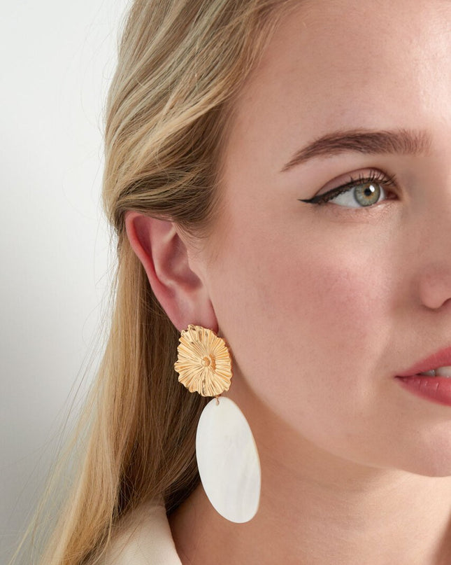 Oorbellen poshy flower - wit goud