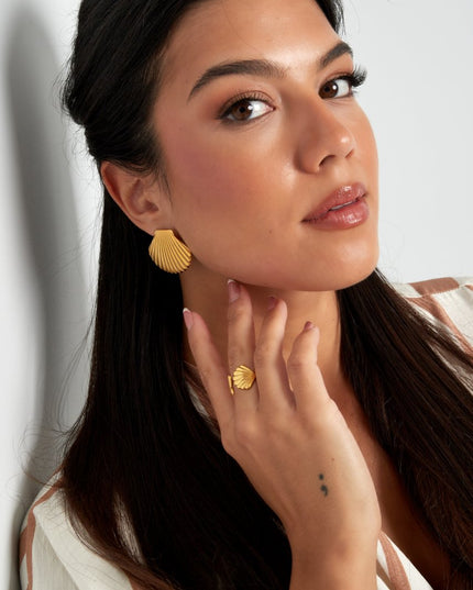 Oorbellen shell statement - zilver