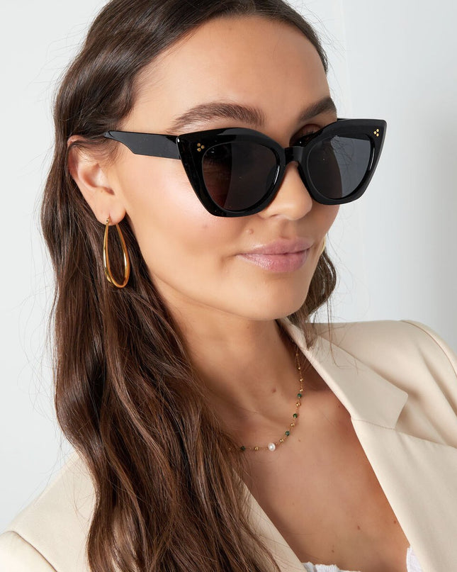 Zonnebril cat eye bruin met print