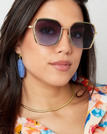 Zonnebril Ovale Glazen goud met zwart detail