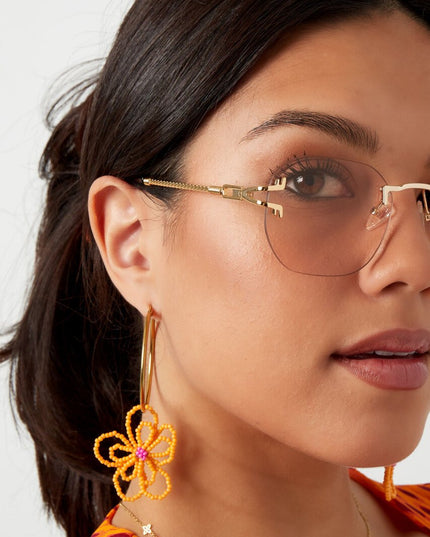 Zonnebril Ronde Glazen Gouden Detail Camel