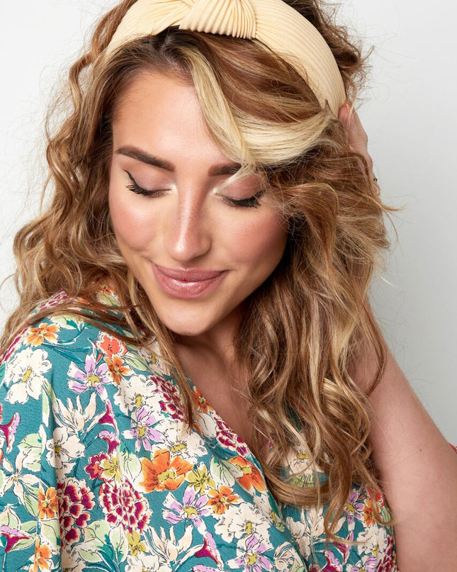 Haarband rib met knoop - Beige