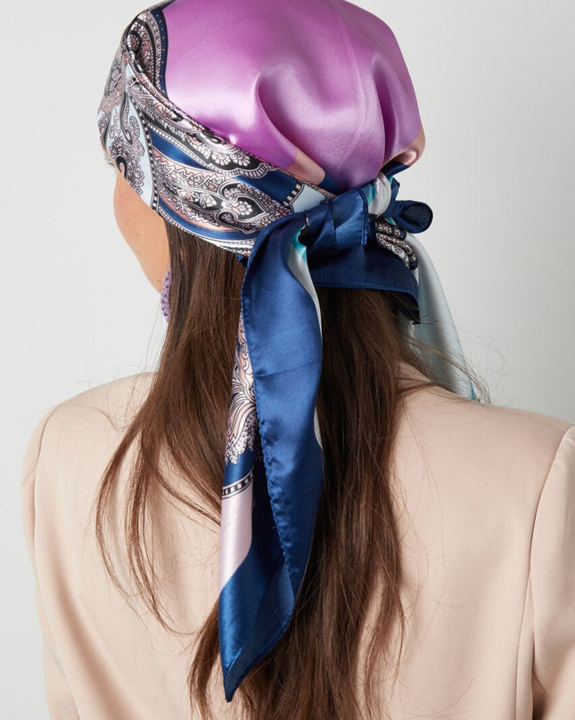 Sjaal met zomerse print blauw & goud