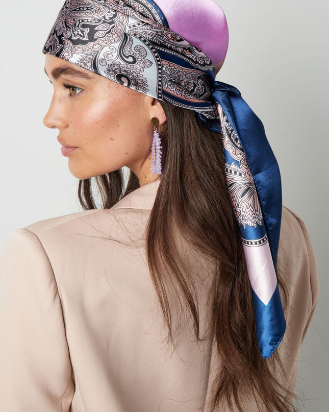 Sjaal met zomerse print blauw & goud