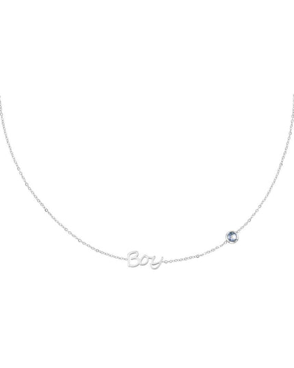 Geboortesteen Ketting Jongen zilver