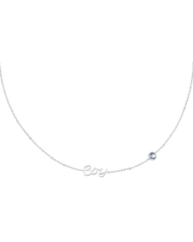 Geboortesteen Ketting Jongen zilver