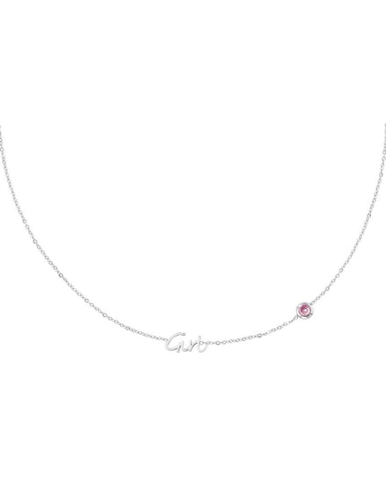 Geboortesteen Ketting Meisje zilver