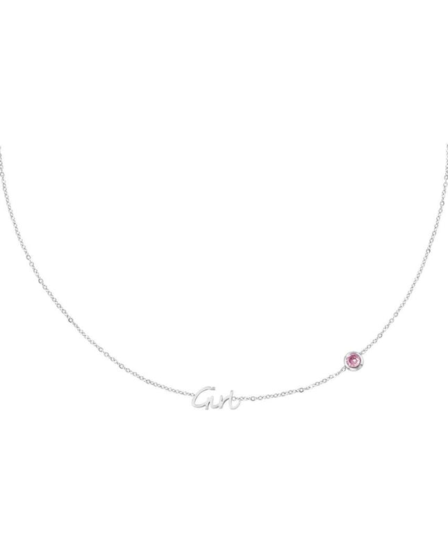 Geboortesteen Ketting Meisje zilver
