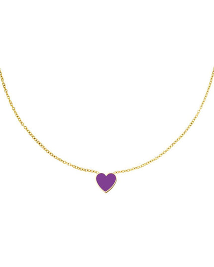 Ketting hartje paars & goud