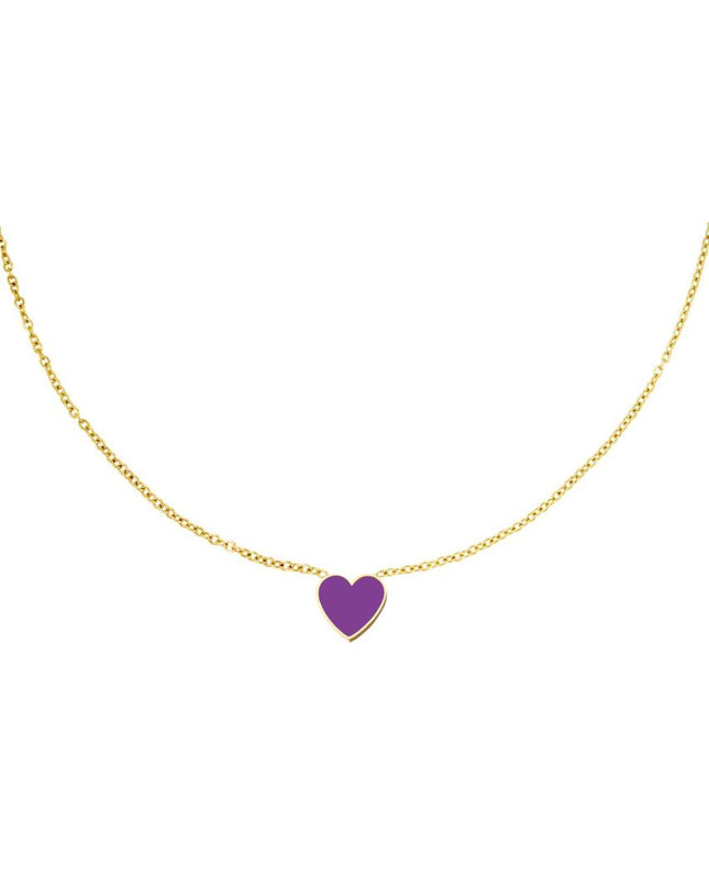 Ketting hartje paars & goud
