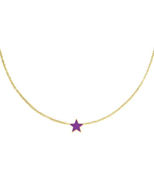 Ketting ster paars & goud