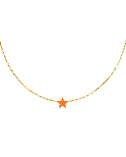 Ketting ster oranje & goud