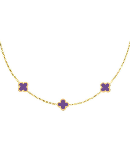Ketting drie kleurrijke klavers - paars