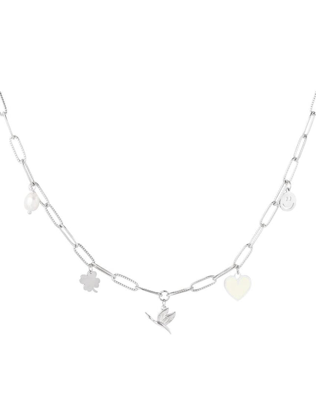 Schakelketting met bedels Zilver Stainless Steel