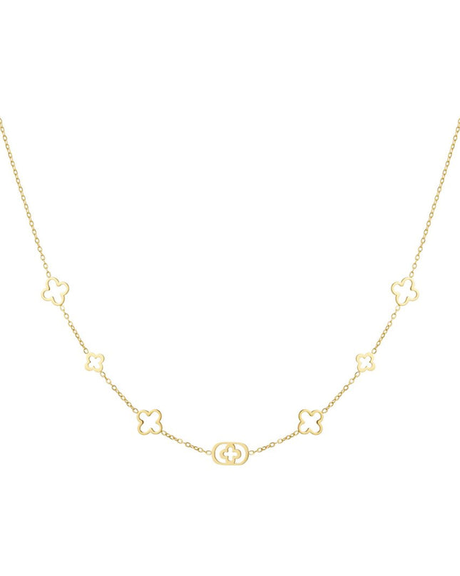 Klassieke ketting met klaver bedels - goud