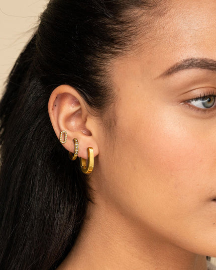 Set oorbellen roestvrijstaal geometrisch