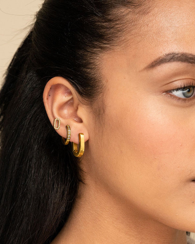 Set oorbellen roestvrijstaal geometrisch