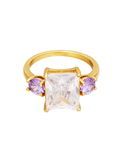 Statement ring met grote zirkoonsteen maat 16