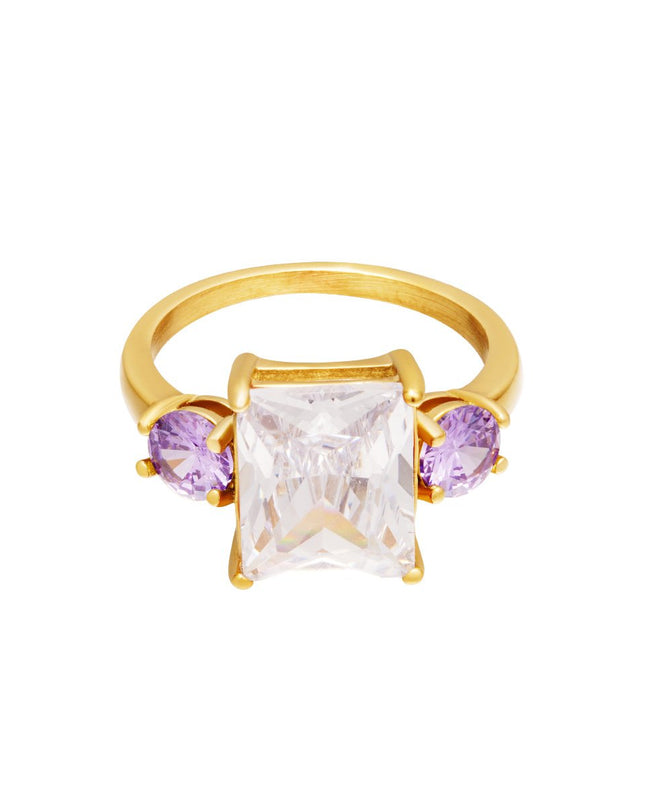 Statement ring met grote zirkoonsteen maat 16