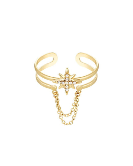 Ring ster met ketting Goud Stainless Steel One size