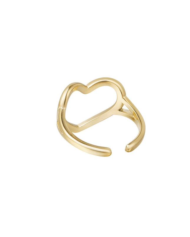 Verstelbare ring hart - goud Stainless Steel One size