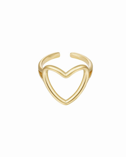 Verstelbare ring hart - goud Stainless Steel One size