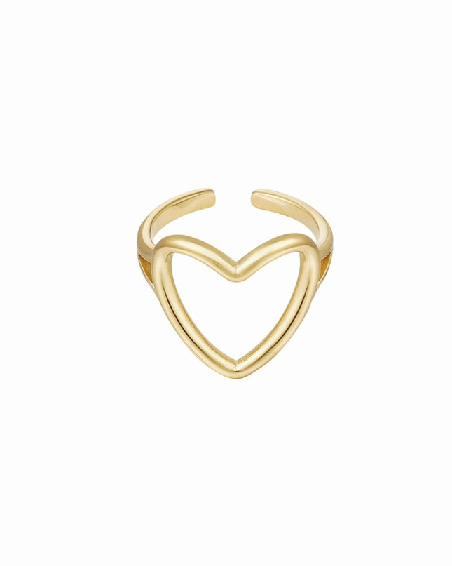 Verstelbare ring hart - goud Stainless Steel One size