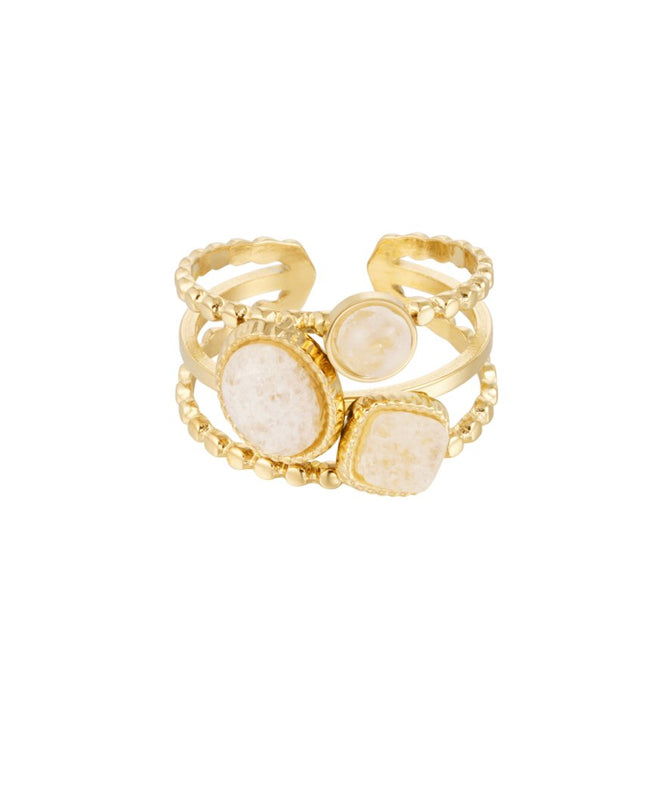Ring stenen - goud/off-white