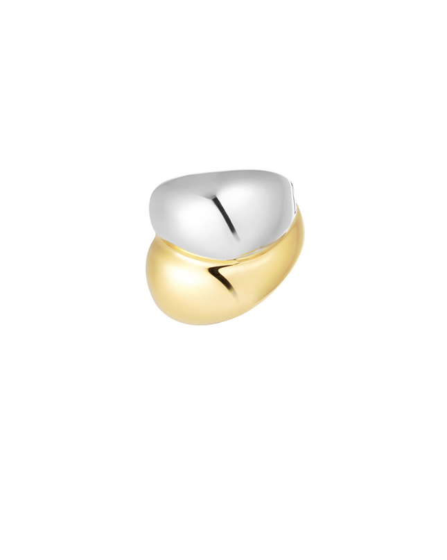 Ring bubbel - goud/zilver Maat 17