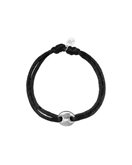 Armband Satin Disk zwart & zilver