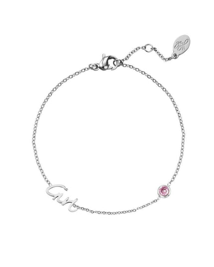 Geboortesteen armband zilver Meisje