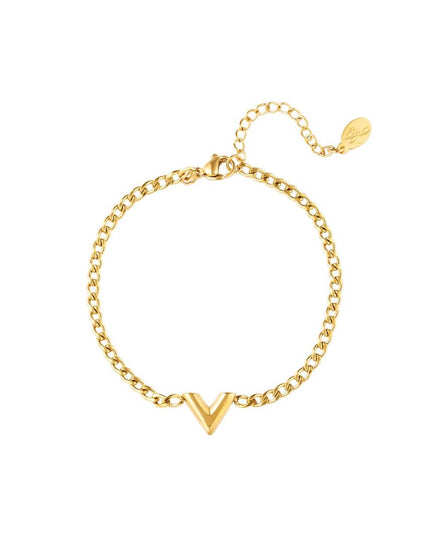 Roestvrijstalen armband Letter V Goud