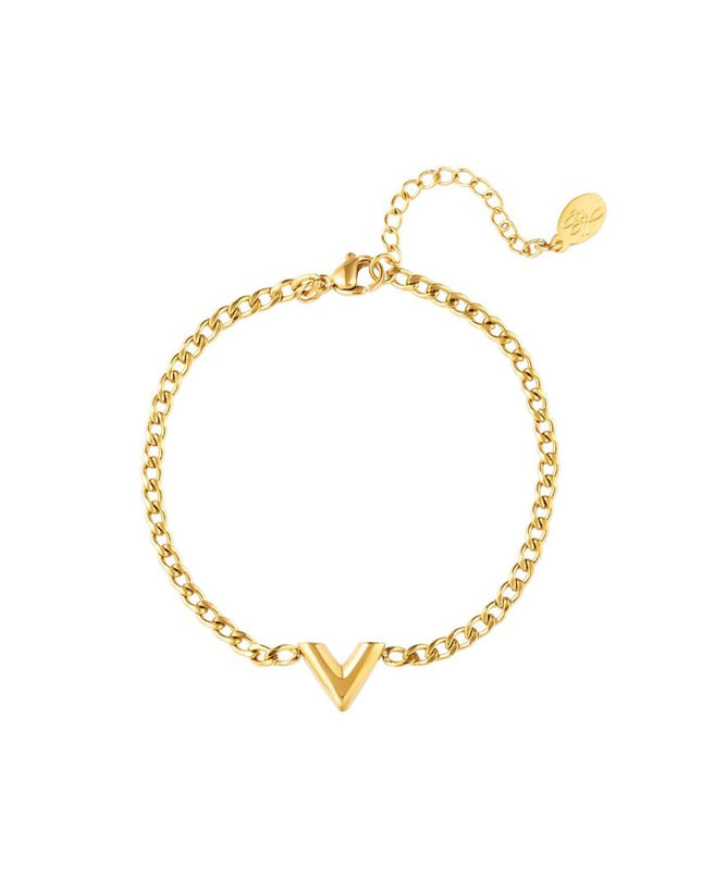 Roestvrijstalen armband Letter V Goud