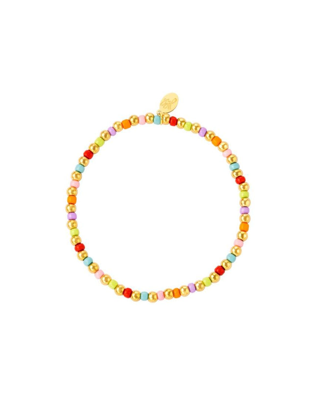 Armband gekleurde en gouden kralen